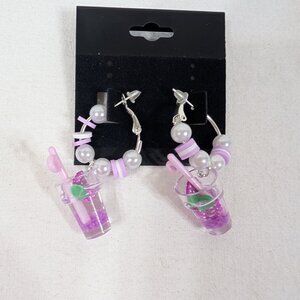Grape Drink Hoop Earrings